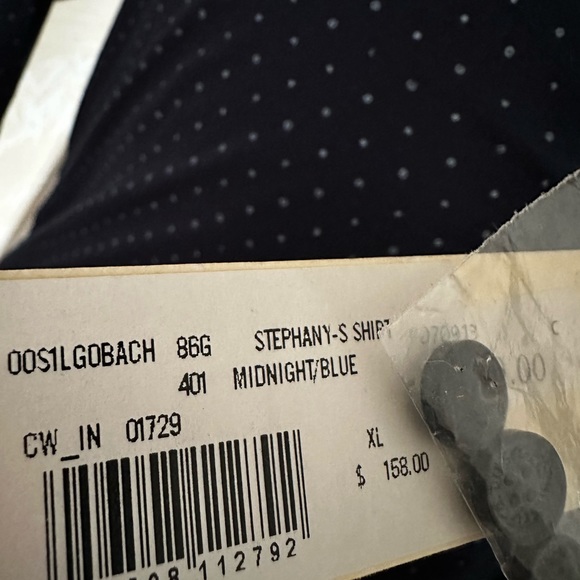 Diesel Men’s Button Down Slim Fit Shirt XL NWTS Polka Dot Italy Midnight Blue - Picture 6 of 9